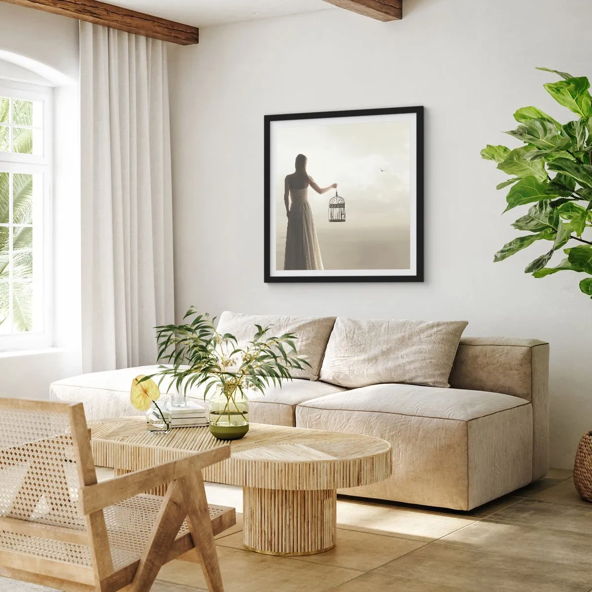 Plakat w czarnej ramie - Bądź wolna - 60x60 cm