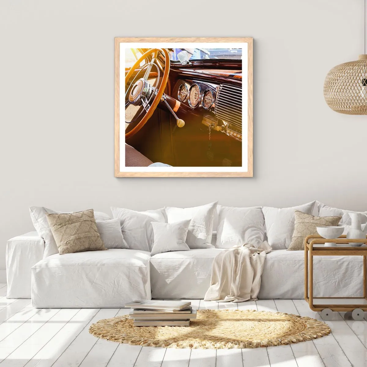Plakat w ramie jasny dąb - Powiew luksusu z przeszłości - 40x40 cm