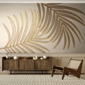 Fototapeta Premium Canvas - Złota Palma! - Abstrakcja, Liść Palmy, Grafika - 450x315 cm