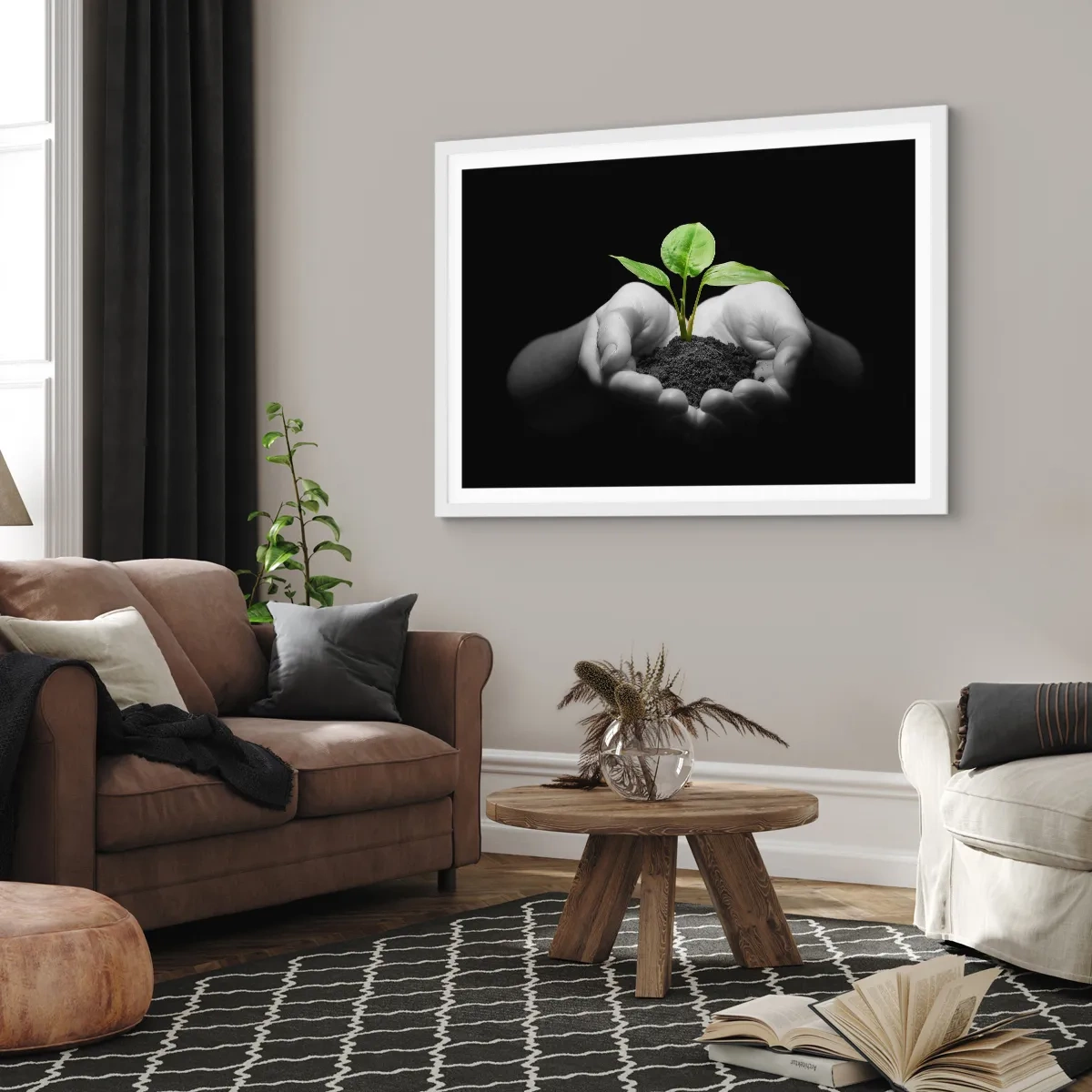 Plakat w białej ramie - Kocham naturę, chronię ją - 100x70 cm