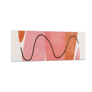 Obraz na szkle - Abstrakcyjne kształty w różowych i pomarańczowych odcieniach - 140x50cm - łagodny ruch form - Nowoczesna dekoracja ścienna do salonu i sypialni ARTTOR