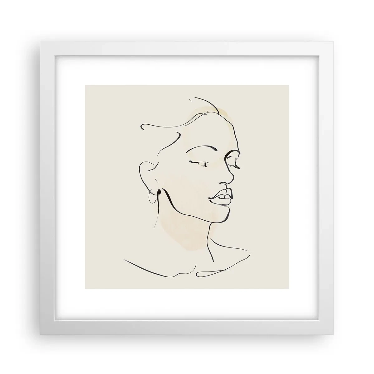 Plakat w białej ramie - Pewną kreską - 30x30 cm