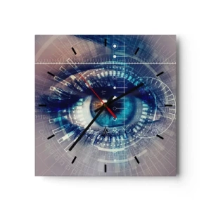 Zegar ścienny - Technologiczne oko z futurystycznym interfejsem - 30x30cm - Myślisz, że mnie znasz - Nowoczesna dekoracja ścienna do salonu i sypialni ARTTOR