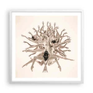 Plakat w białej ramie - Rozkwitanie w tańcu - 60x60 cm