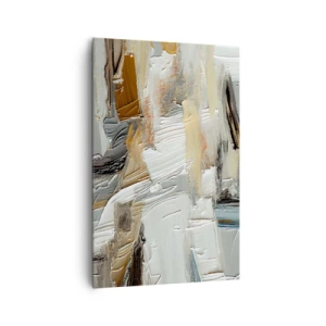 Obraz na płótnie - Teksturalna abstrakcja w odcieniach ziemi i bieli - 80x120cm - Barwne nawarstwienia - Nowoczesna dekoracja ścienna do salonu i sypialni ARTTOR