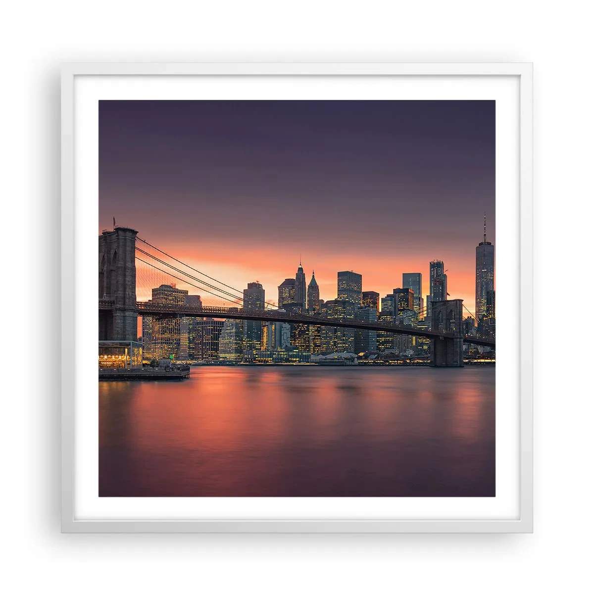 Plakat w białej ramie - Zatopione w  liliowej ciszy - 60x60 cm