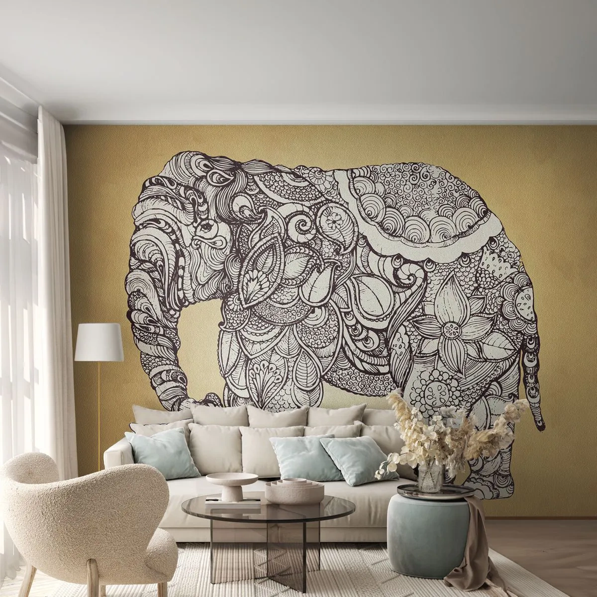 Fototapeta Premium Canvas - Słoń się zasłonił - Słoń, Indyjski, Zwierzę - 250x175 cm