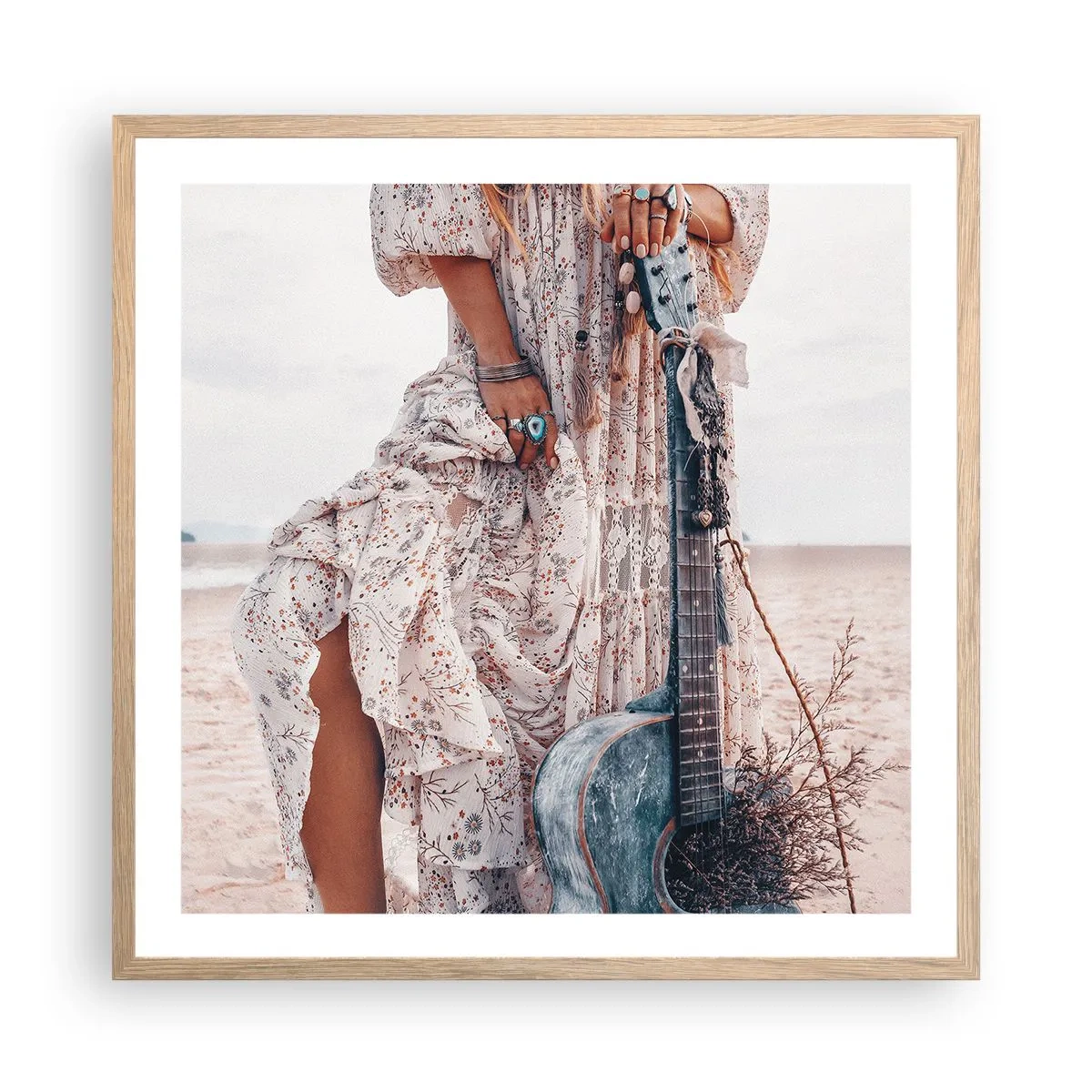 Plakat w ramie jasny dąb - Dzieci kwiaty w drodze - 60x60 cm