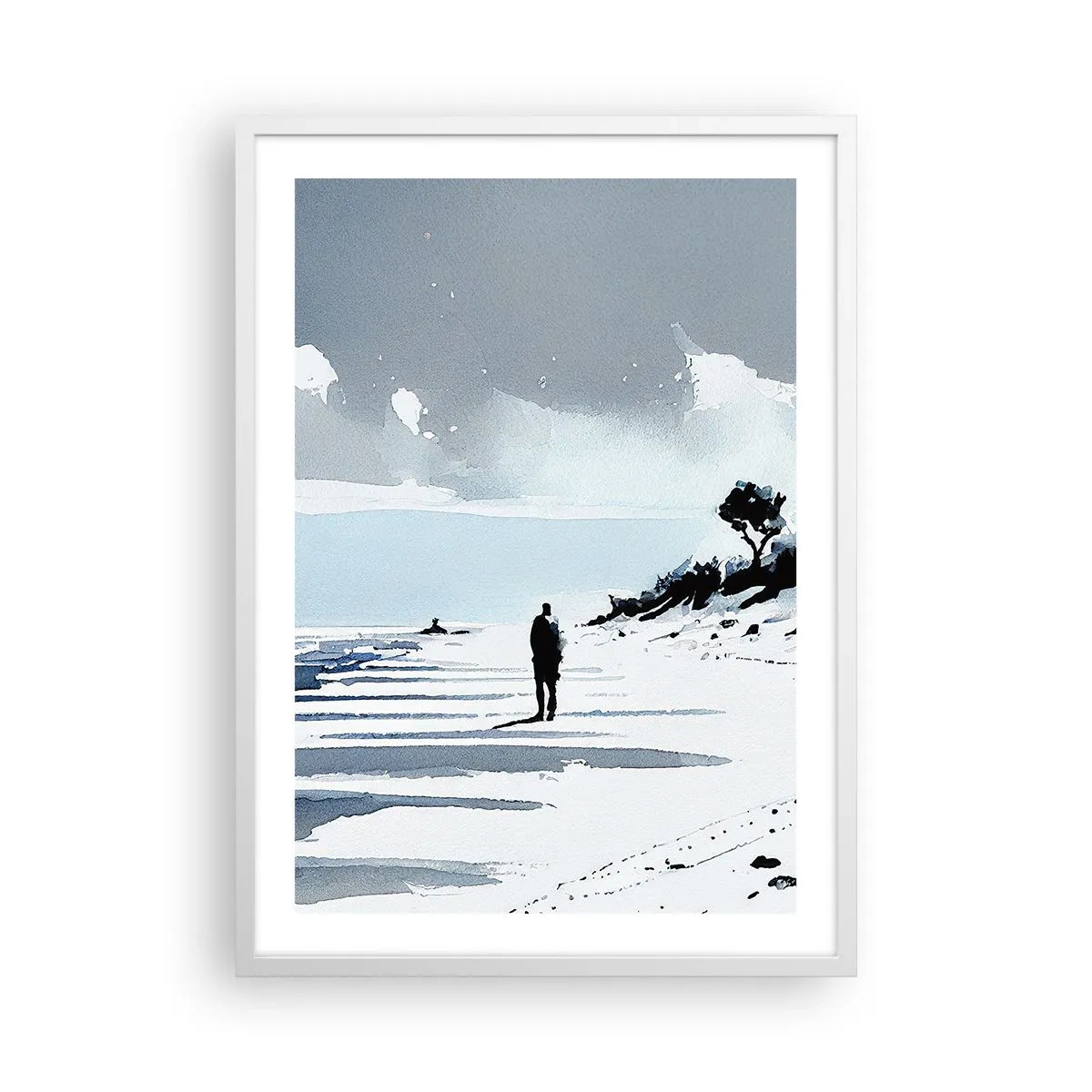 Plakat w białej ramie - Sam na sam - 50x70 cm