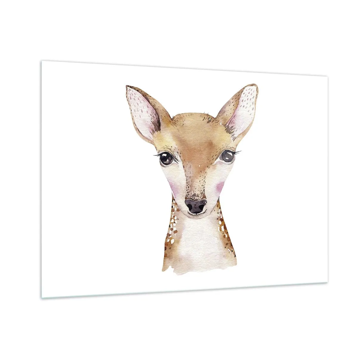 Obraz na szkle - Uroczy akwarelowy portret młodego jelonka - 100x70cm - Natura niewinności - Nowoczesna dekoracja ścienna do salonu, kuchni i sypialni ARTTOR
