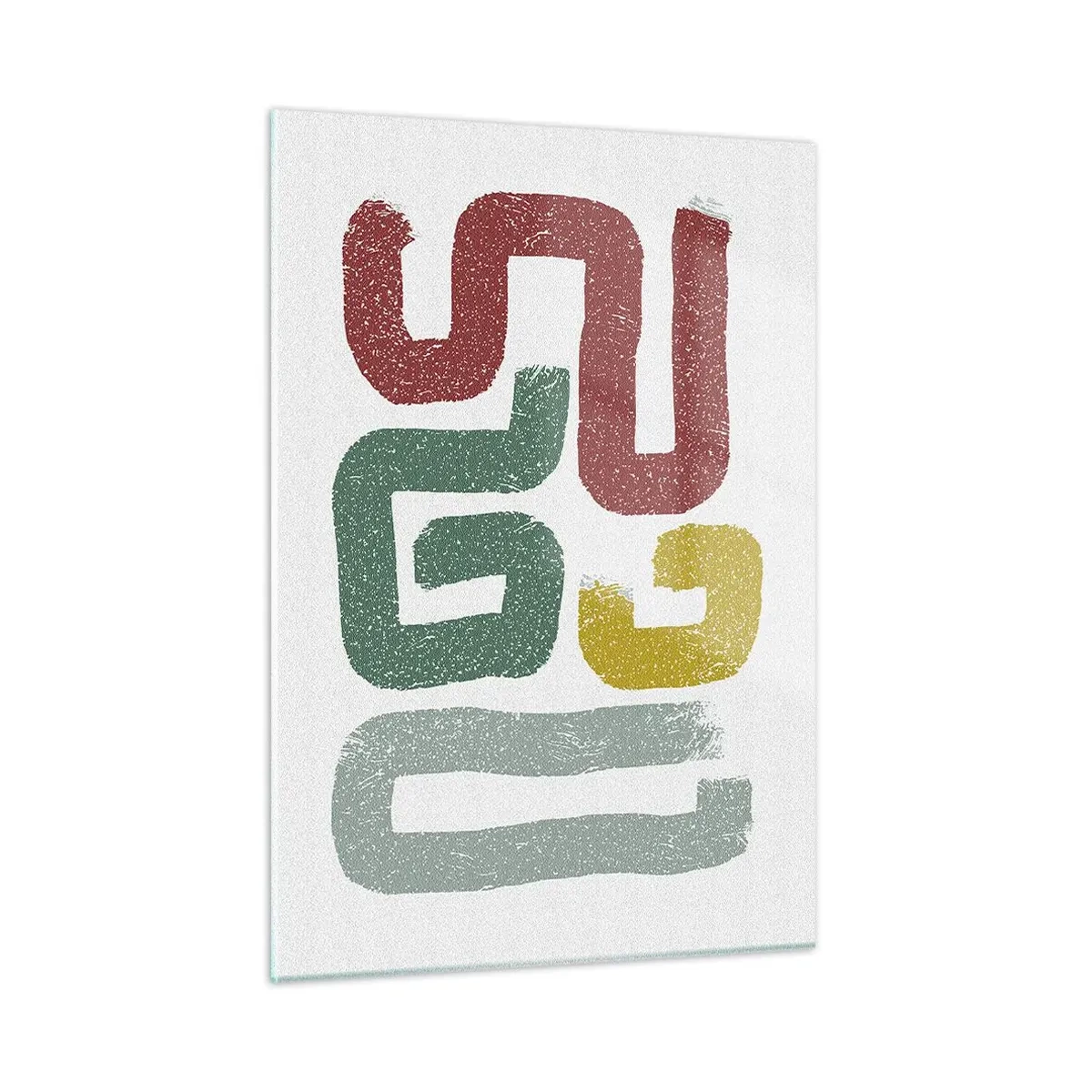Obraz na szkle - Kolorowe abstrakcyjne znaki na białym tle - 50x70cm - W nieznanym języku - Nowoczesna dekoracja ścienna do salonu, kuchni i sypialni ARTTOR
