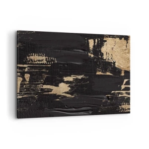 Obraz na płótnie - Abstrakcyjna kompozycja w odcieniach czerni i złota - 120x80cm - Ślad dotyku - Nowoczesna dekoracja ścienna do salonu, kuchni i sypialni ARTTOR