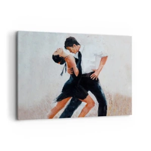 Obraz na płótnie - Para tańcząca w eleganckim, zmysłowym ujęciu - 120x80cm - Tango mych marzeń i snów - Nowoczesna dekoracja ścienna do salonu, kuchni i sypialni ARTTOR