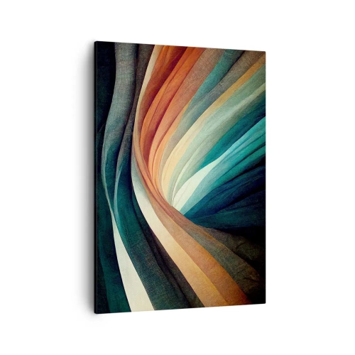 Obraz na płótnie - Hipnotyzująca abstrakcyjna kompozycja kolorowych pasów wirujących w tunelu - 50x70cm - Utkane z barw - Nowoczesna dekoracja ścienna do salonu, kuchni i sypialni ARTTOR