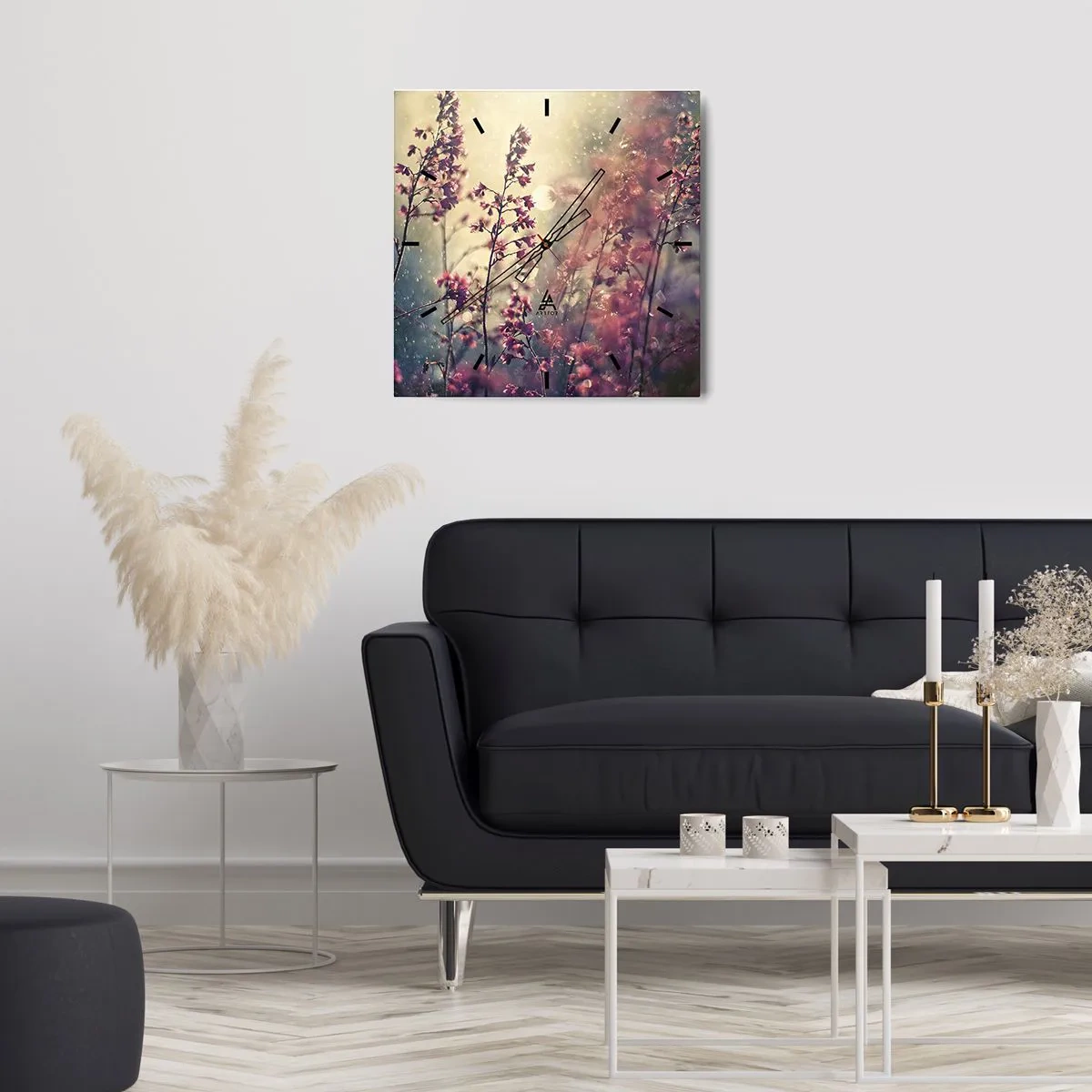 Zegar ścienny - Kwiaty w świetle słońca na tle natury - 30x30cm - Tajemniczy ogród - Nowoczesna dekoracja ścienna do salonu i sypialni ARTTOR