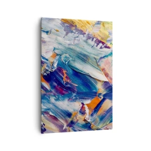 Obraz na płótnie - Kolorowa abstrakcja z fakturą farby akrylowej - 70x100cm - Zamęt koloru - Nowoczesna dekoracja ścienna do salonu i sypialni ARTTOR