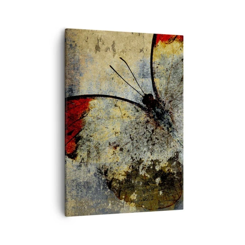 Obraz na płótnie - Artystyczne ujęcie motyla w stylu vintage - 50x70cm - Patrz, zanim zniknę - Nowoczesna dekoracja ścienna do salonu, kuchni i sypialni ARTTOR