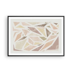 Plakat w czarnej ramie - Abstrakcyjne geometryczne kształty w pastelowych kolorach - 100x70cm - Kompozycja witrażowa - Nowoczesna dekoracja ścienna do salonu i sypialni ARTTOR