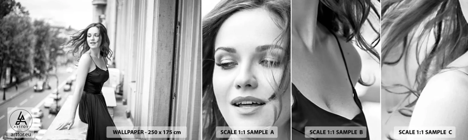 Fototapeta Próbka Standard Eco - Z pewnością paryżanka - Kobieta, Miasto, Architektura - 100x30 cm