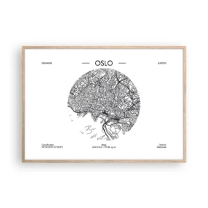 Plakat w ramie jasny dąb - Anatomia Oslo - 100x70 cm