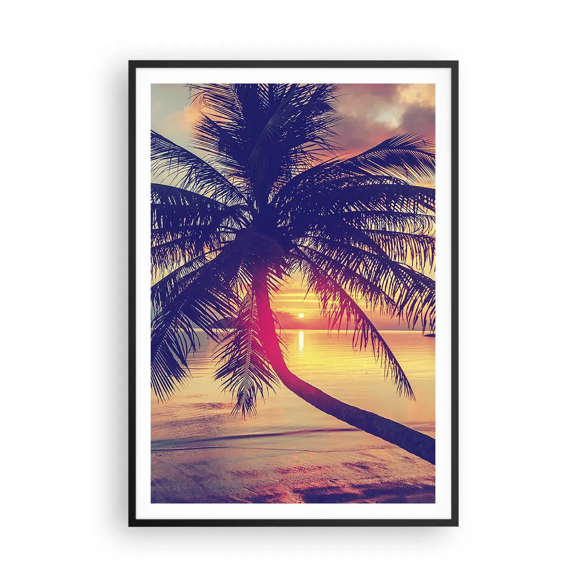 Plakat w czarnej ramie - Wieczór pod palmami - 70x100 cm