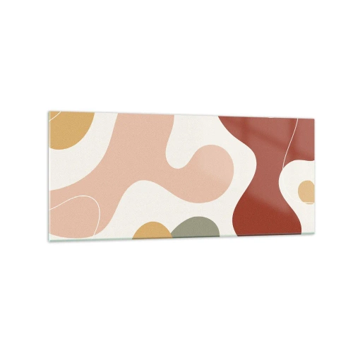 Obraz na szkle - Abstrakcyjna kompozycja w pastelowych odcieniach z dynamicznymi kształtami - 120x50cm - Esy czy floresy? - Nowoczesna dekoracja ścienna do salonu i sypialni ARTTOR
