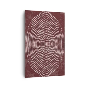 Obraz na płótnie - Symetryczne fale w białych liniach na brązowym tle - 80x120cm - Przestrzeń mówi - Nowoczesna dekoracja ścienna do salonu i sypialni ARTTOR