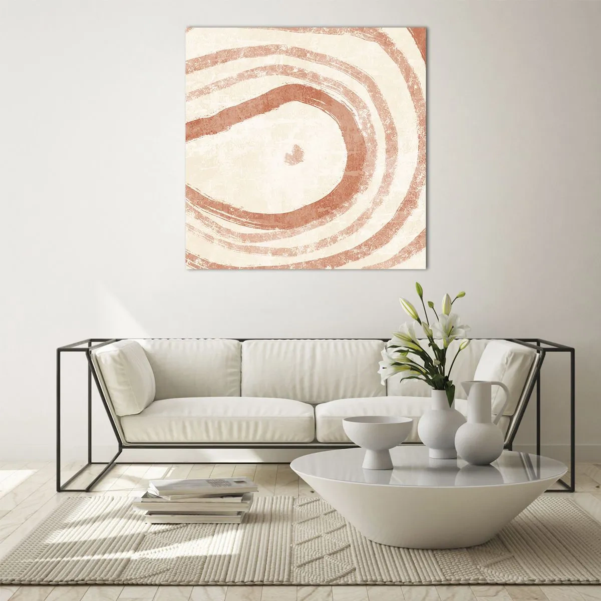 Obraz na szkle - Koralowe kręgi – kompozycja - 50x50 cm