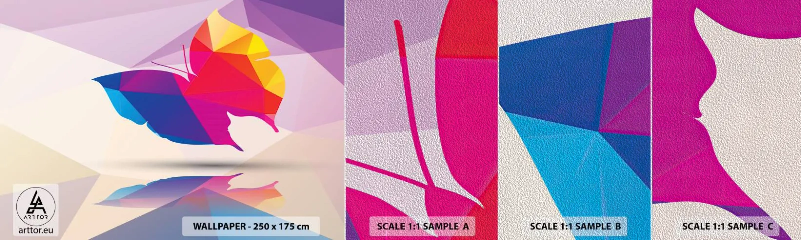 Fototapeta Próbka Premium Sand - Motyla tęcza - Owady, Motyl, Figura Geometryczna - 100x30 cm