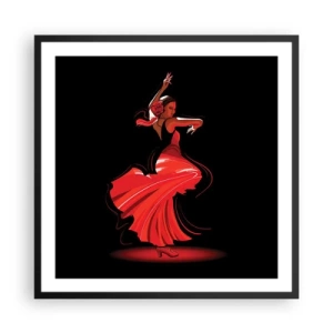 Plakat w czarnej ramie - Ognisty duch flamenco - 60x60 cm