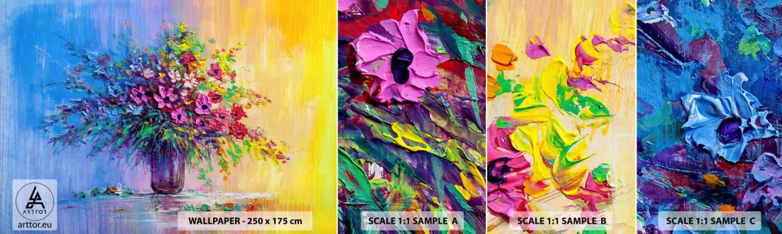 Fototapeta Próbka Samoprzylepna Deluxe Sticker - Dar letnirj łąki - Kwiaty W Wazonie, Sztuka, Bukiet Kwiatów - 100x30 cm