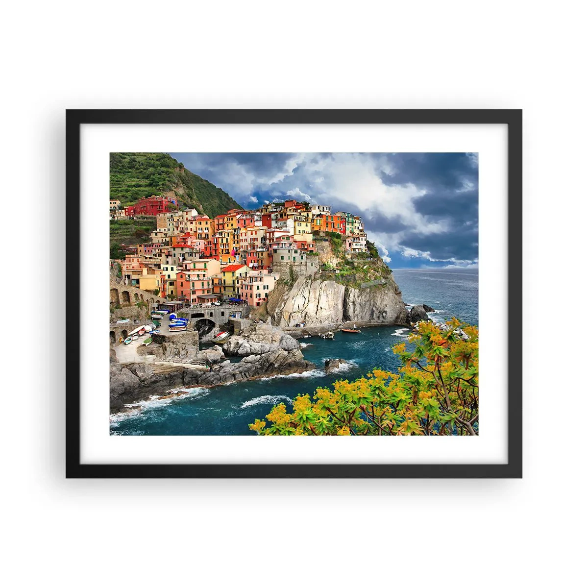 Plakat w czarnej ramie - Gromadka przytulona do skał - 50x40 cm