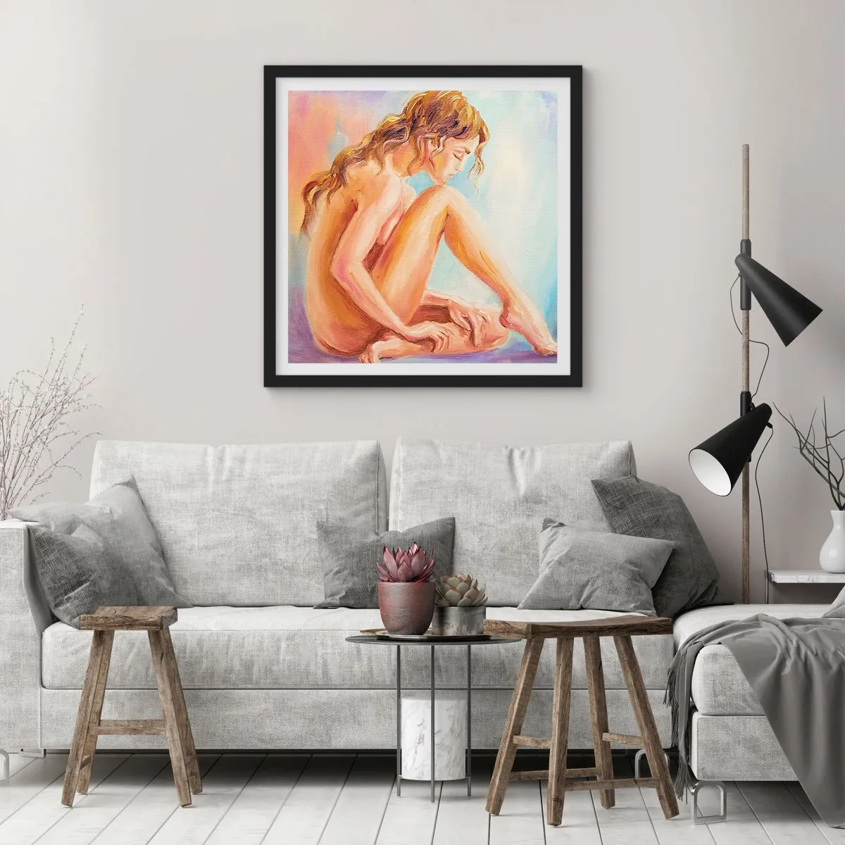 Plakat w czarnej ramie - Akt młodości - 40x40 cm