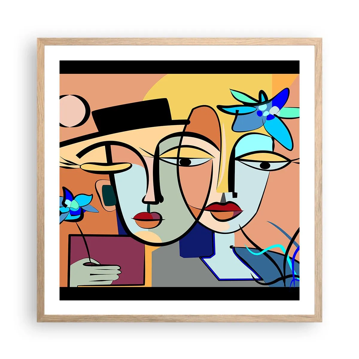 Plakat w ramie jasny dąb - Picassowskie randez vous - 60x60 cm
