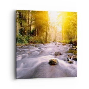 Obraz na płótnie - Malachit w srebrno-złotej oprawie - 40x40 cm