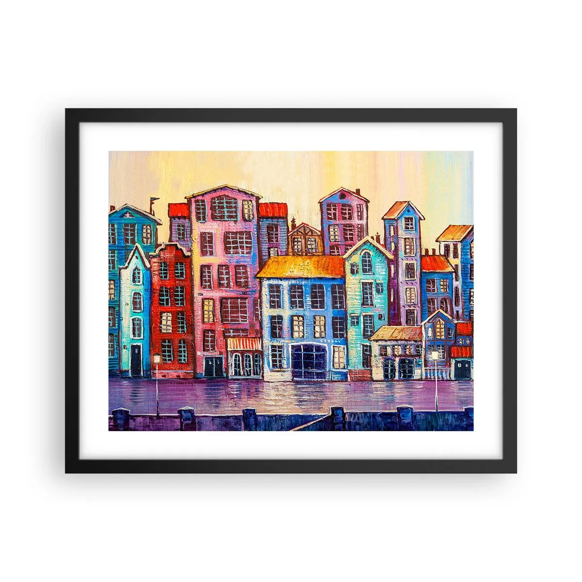 Plakat w czarnej ramie - Miasto jak z bajki - 50x40 cm