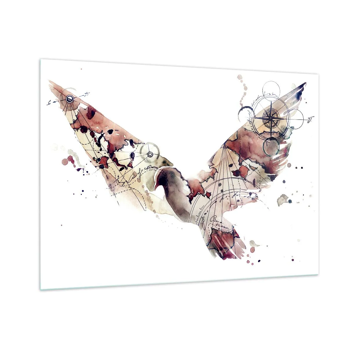 Obraz na szkle - Abstrakcyjne skrzydła w stylu artystycznym na białym tle - 100x70cm - Napowietrzny wędrowiec - Nowoczesna dekoracja ścienna do salonu, kuchni i sypialni ARTTOR