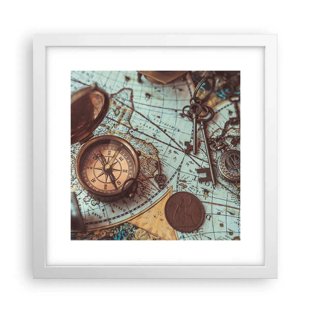 Plakat w białej ramie - Dla poszukiwacza przygód - 30x30 cm