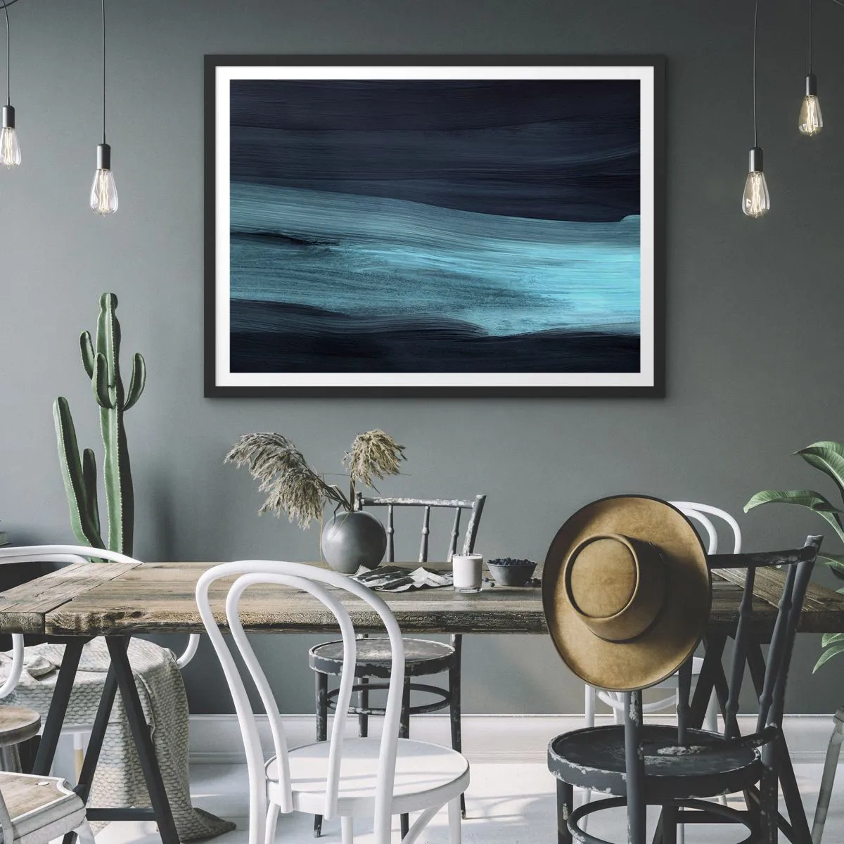 Plakat w czarnej ramie - Popłyń z nurtem - 50x40 cm