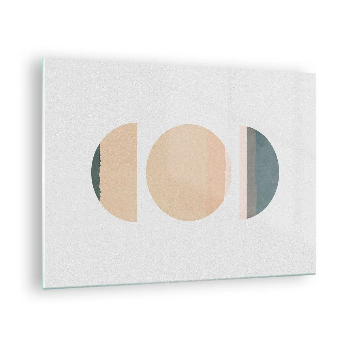 Obraz na szkle - Minimalistyczne geometryczne wzory w pastelowych kolorach - 70x50cm - Koło za kołem - Nowoczesna dekoracja ścienna do salonu i sypialni ARTTOR