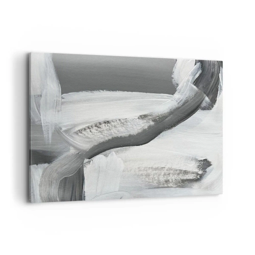 Obraz na płótnie - Szaro-biała abstrakcja z dynamicznymi liniami - 100x70cm - Zdecydowanym ruchem - Nowoczesna dekoracja ścienna do salonu, kuchni i sypialni ARTTOR