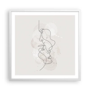 Plakat w białej ramie - Splątani w uścisku - 60x60 cm