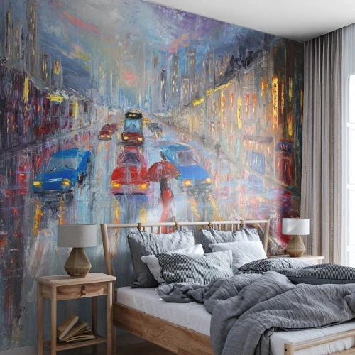 Fototapeta Premium Canvas - Deszczowe popołudnie w mieście - Miasto, Architektura, Spacer W Deszczu - 350x256 cm