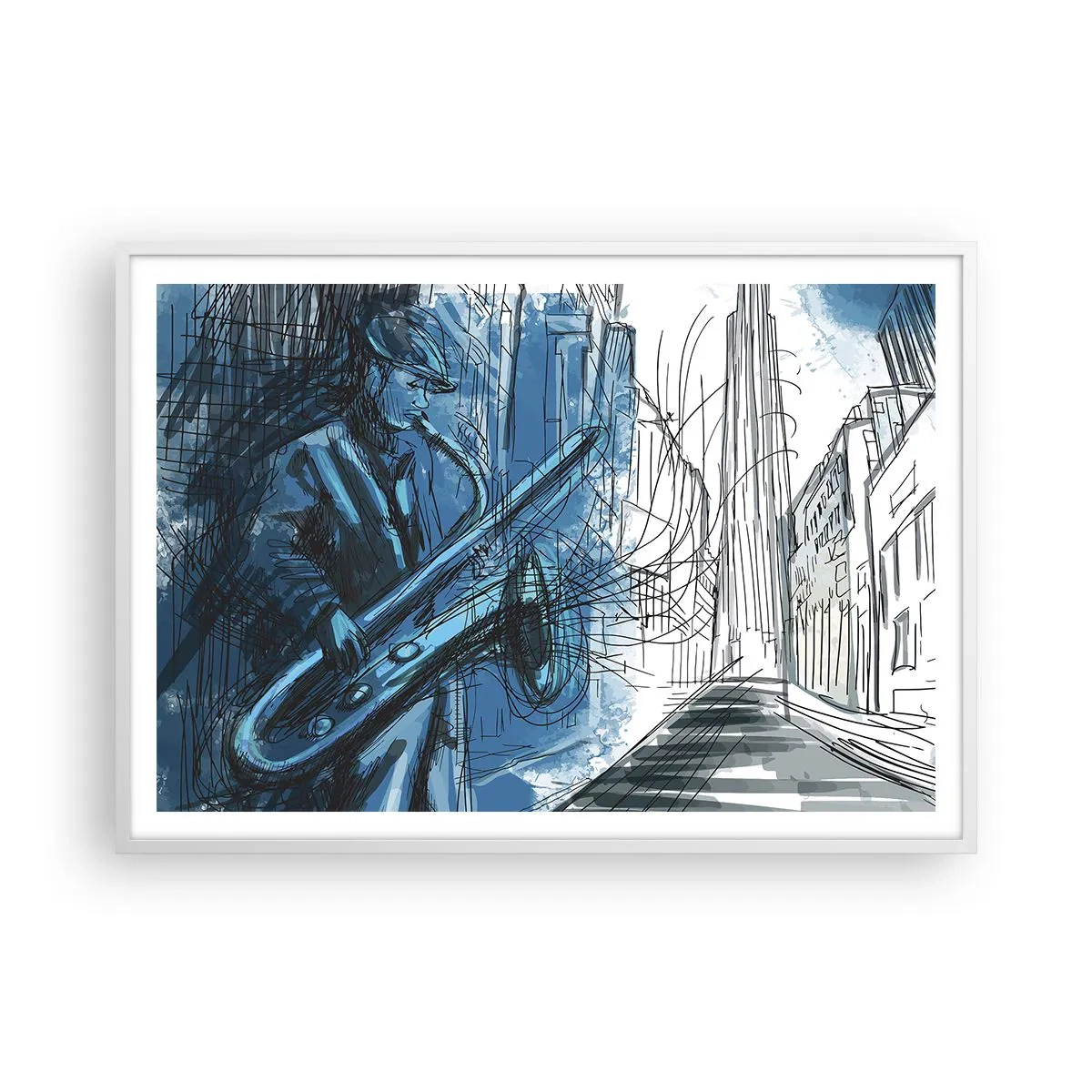 Plakat w białej ramie - Miejska rapsodia - 100x70 cm