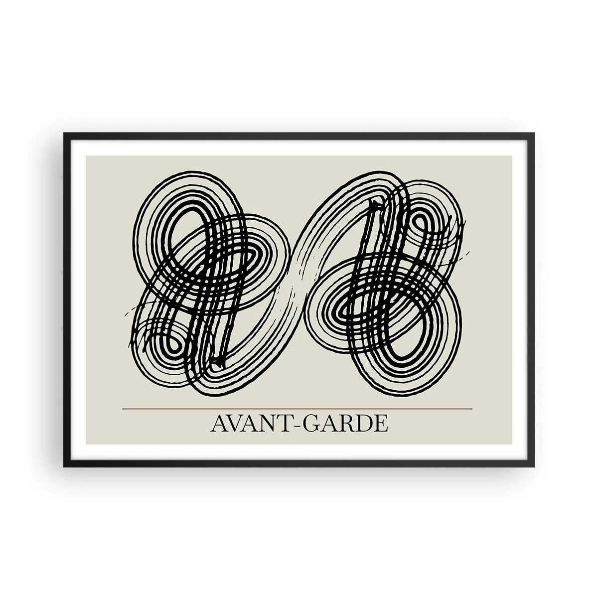 Plakat w czarnej ramie - Abstrakcyjne, czarne linie na jasnym tle w stylu awangardowym - 100x70cm - Wyszło spontanicznie - Nowoczesna dekoracja ścienna do salonu i sypialni ARTTOR