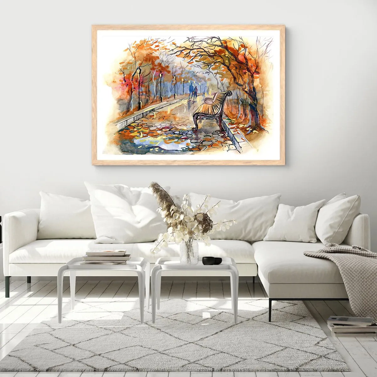 Plakat w ramie jasny dąb - Razem powędrować w jesień - 91x61 cm