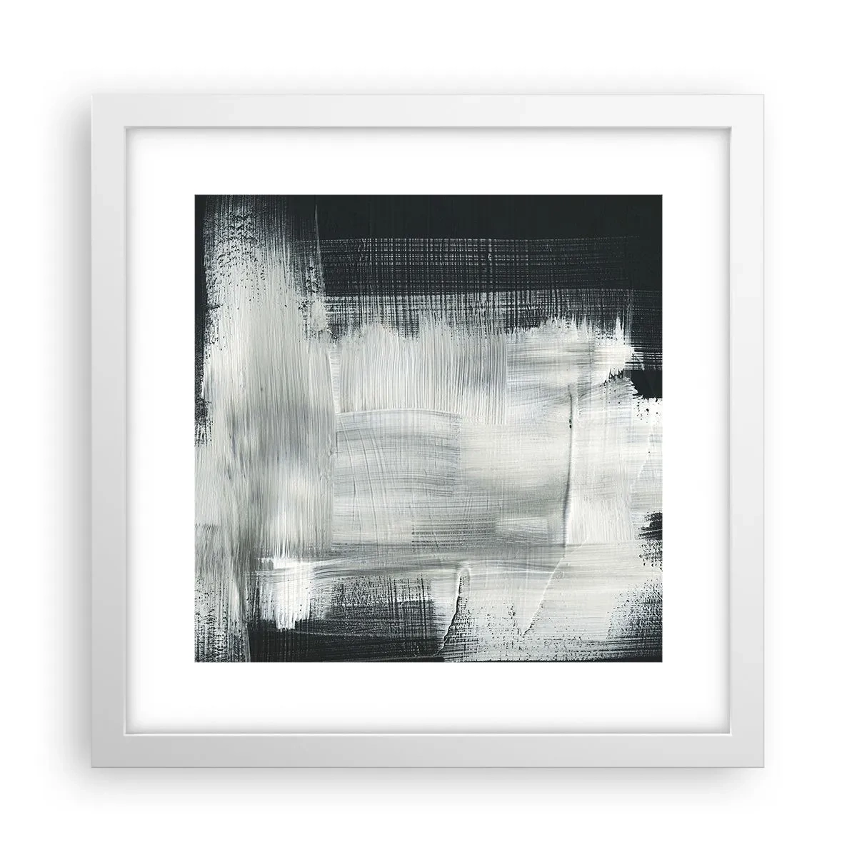 Plakat w białej ramie - Utkane z pionu i poziomu - 30x30 cm