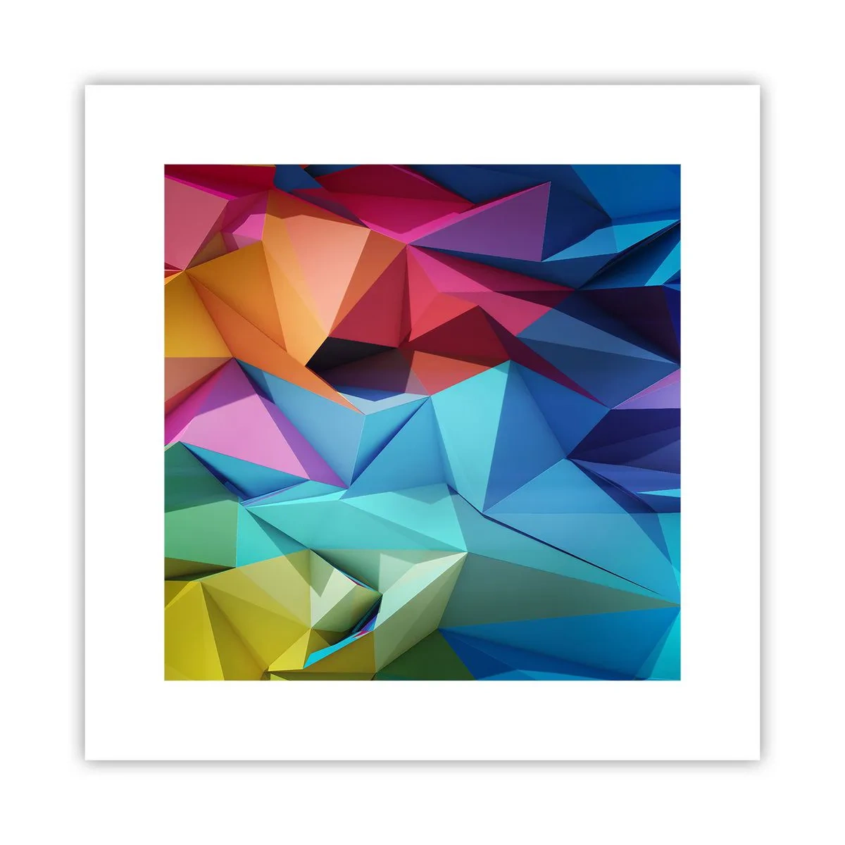 Plakat - Tęczowe origami - 30x30 cm