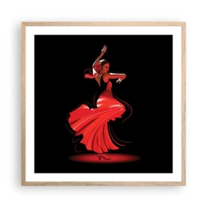 Plakat w ramie jasny dąb - Ognisty duch flamenco - 60x60 cm