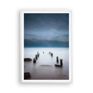 Plakat w białej ramie - Zamyślone jezioro - 70x100 cm